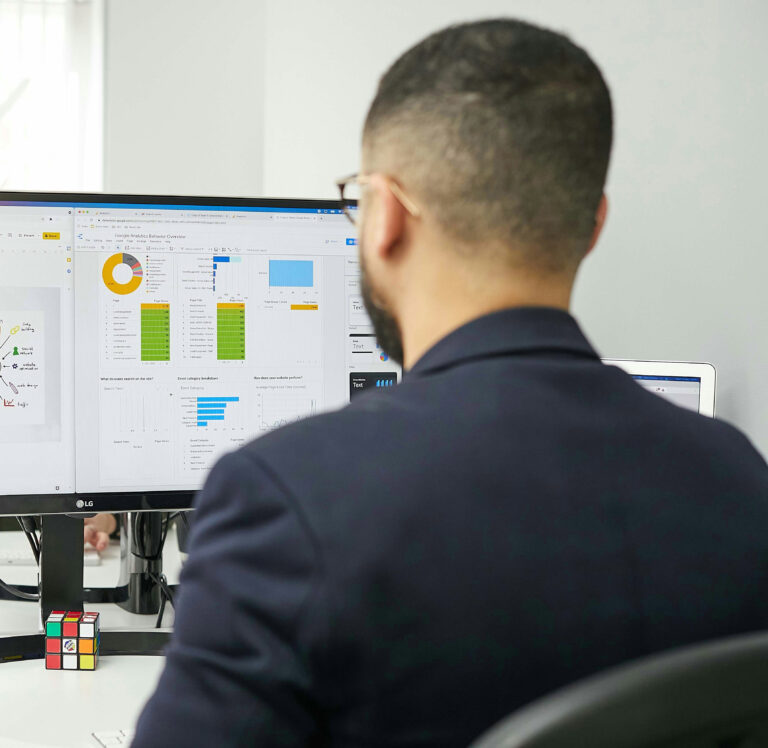 Infographic showing benefits of web analytics with charts, tools, and audience insights by Analytical Growth